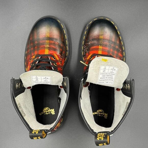 Dr. Marten 1460 Tartan Backhand Straw Grain Boots - Picture 3 of 9